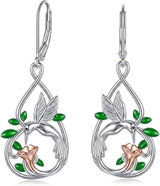 Silver Earrings Women Dangle Filigree/Abalone Shell/Turquoise Cowgirl Earrings Cat/Hummingbird/Chicken/Celtic Knot/Butterfly Jewelry Birthday Gifts for Women