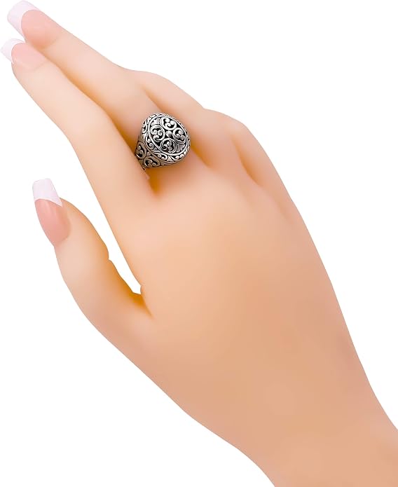 DEVATA Gold or Rhodium Plated Sterling Silver 925 – Eternity, Band Ring for Women – Heart, Knot, Clover, Infinity, Mariner, Cable, Curb, Cuban, Figaro, Daisy, Rope, Ribbed, Dome