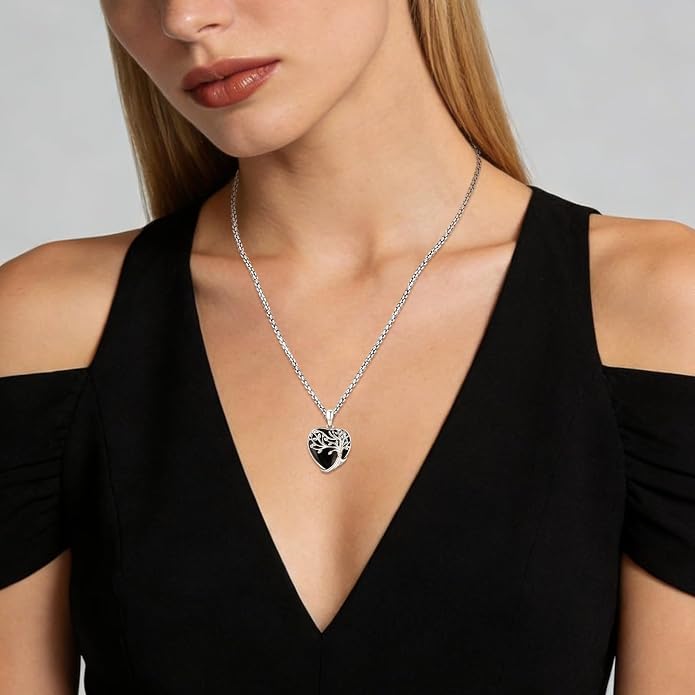 Turquoise/Amethyst/Moonstone/Black Onyx Tree of Life Necklace for Women Hummingbird Necklaces White Gold Plated Copper Jewelry