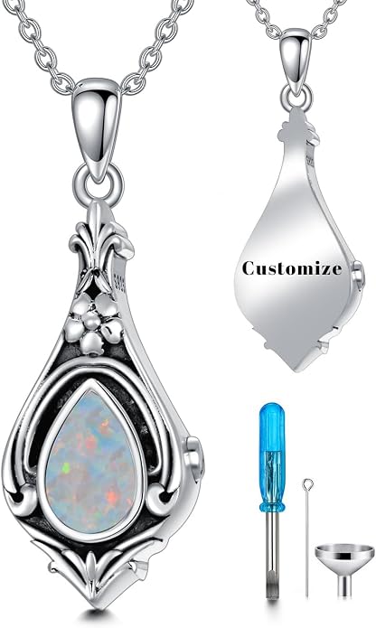 Seiyang Urn Necklace for Ashes 925 Sterling Silver with Birthstone Cremation Jewelry Keepsake Ashes Pendant Necklace Memorial Jewelry for Women Loved One