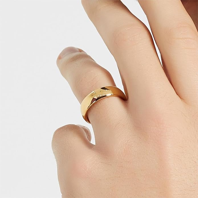 4mm 6mm Stainless Steel Ring Plain Dome High Polished Wedding Band Comfort Fit Size 4-12
