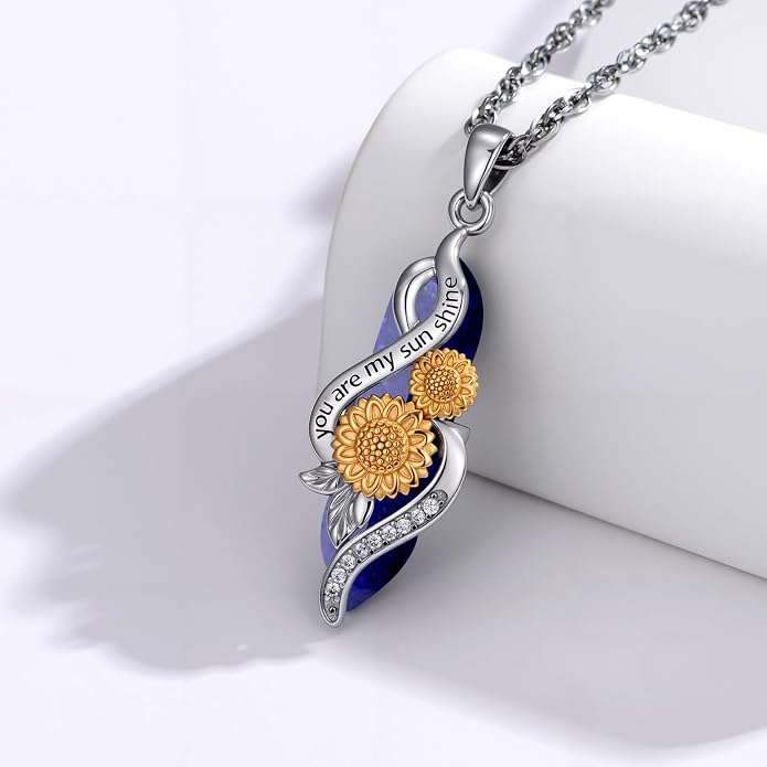 Crystal Necklace 925 Sterling Silver Rose/Sunflower Necklace for Women Jewelry Gifts for Women