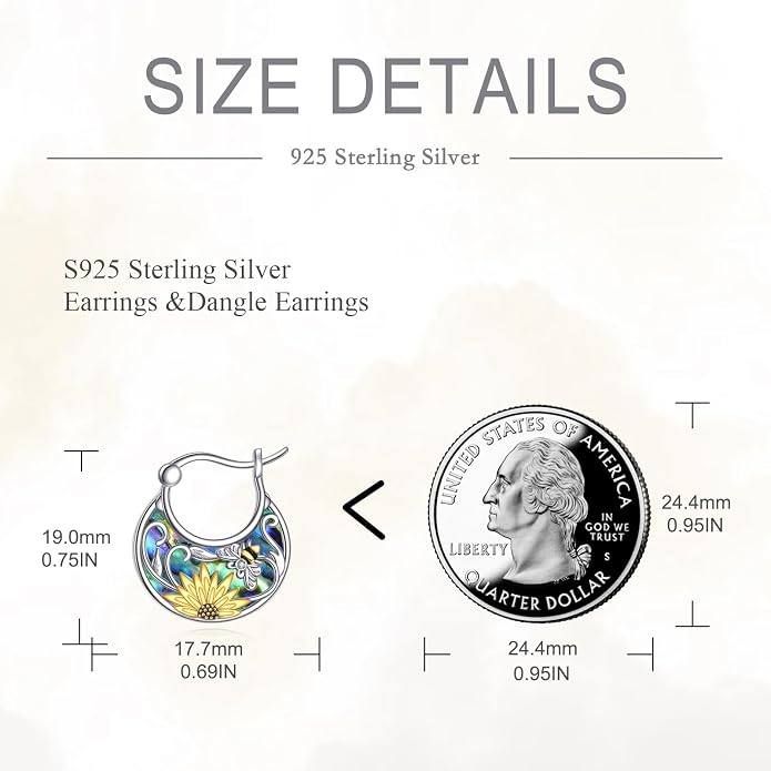 Tree of Life/Sunflower/Mountain/Daisy/Flower/Dragonfly/Butterfly/Earrings 925 Sterling Silver Hoop Earrings for Women