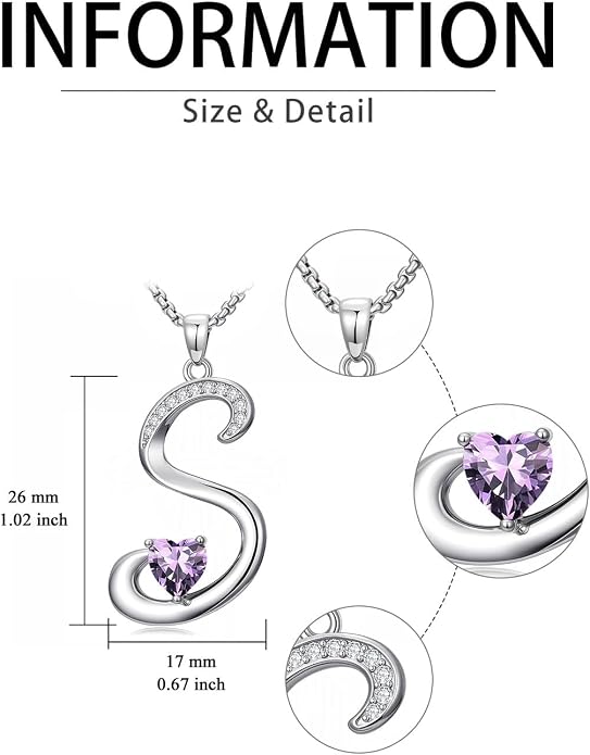 Birthday Gifts for Women Alphabet A to Z Initial Birthstone Pendant Necklaces for Women - 18k White Gold Plated Personalized Name Jewelry Anniversary Graduation Gifts for Wife Her Daughter Girlfriend(with Gift Box)