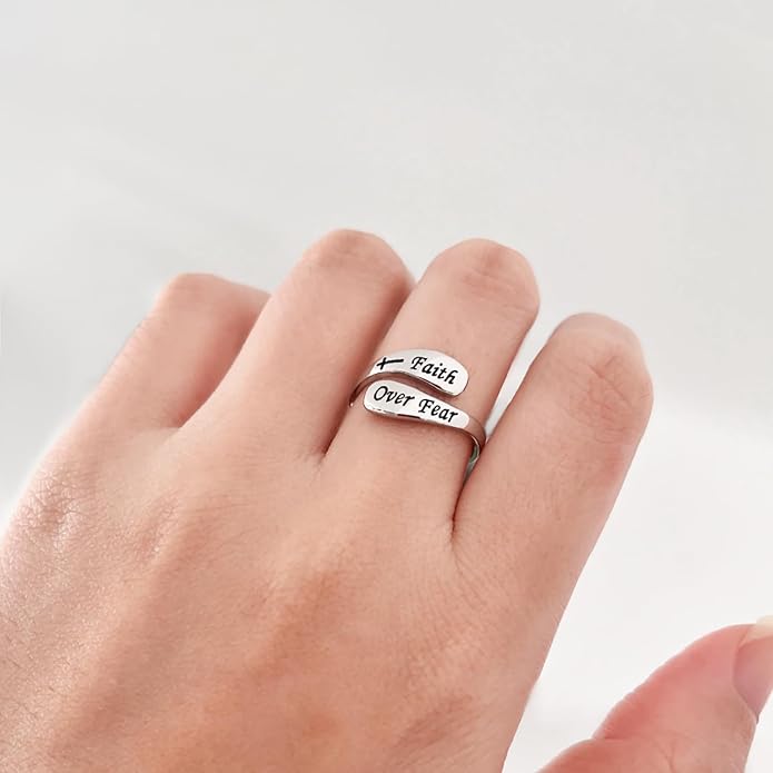 925 Sterling Silver Inspirational Adjustable Rings - Personality Encouragement Jewelry Gift For Women