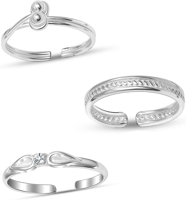 Charmsy 925 Sterling Silver Toe Rings for Women | Minimalist Open Adjustable Toe-Rings Band | Women's Cuff Toe Ring Summer Beach Foot Jewelry