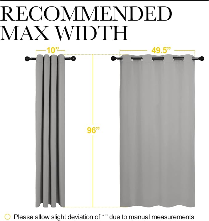 NICETOWN Silver Grey Room Darkening Curtain Panels 96" Long for RV, Play Room, Studio, Heat Block Out and Keep Warm Drapes Window Treatment Drapes for Doorway Entryway Patio (55" Width, 2 Panels)