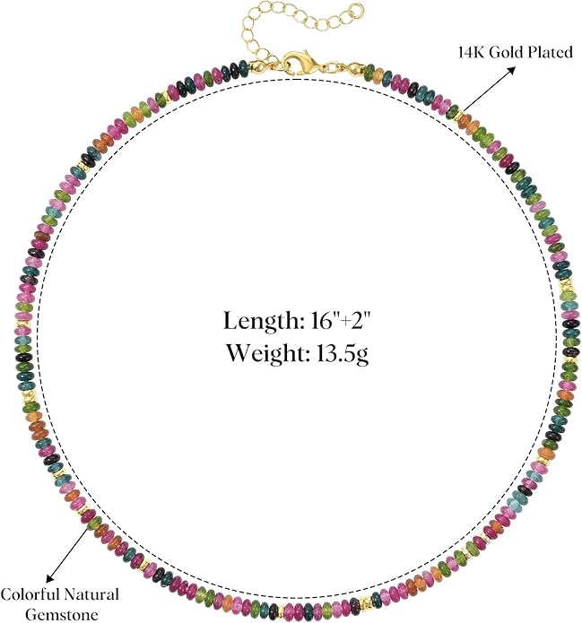 KELORIS PATH Beaded Necklace for Women, Colorful Gemstone Boho Bead Choker for Beach, Trendy Summer Natural Stone Jewelry Gifts