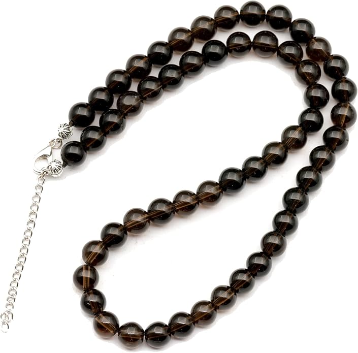 Natural Gemstone Beaded Choker Necklace | 8mm Handmade Adjustable Jewelry for Men & Women | Chakra Balancing Crystal Necklace | Spiritual Gift | Macrame Cord with Extender