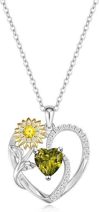 Anniversary Birthday Gifts for Women - Heart Birthstone Necklace: 925 Sterling Silver Rose/White/Yellow Gold Pendant Necklaces Gold Jewelry Gift for Wife Girlfriend Mom Daughter Grandma