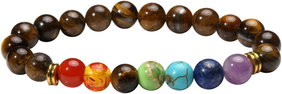 Eigso 7 Chakra Diffuser Bracelets Set for Women Men Reiki Healing Meditation Lava Rock Stone Beads