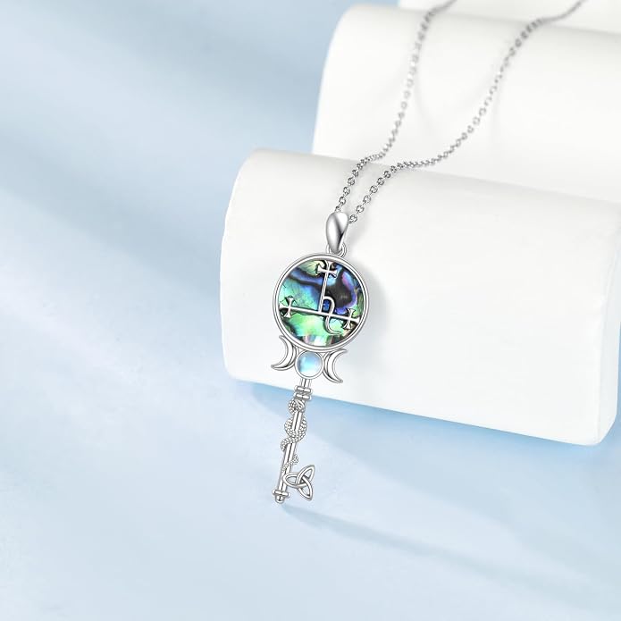 Thors Hammer Witches Knot Necklace Sterling Silver Celtic Witches Mjolnir Pendant Celtic Knot Viking Jewelry for Women Men