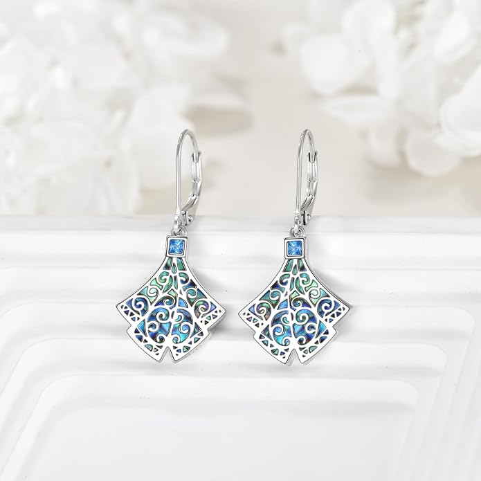 Abalone Shell Dangle Drop Earrings for Women 925 Sterling Silver Filigree Bohemian Earrings Jewelry Gift