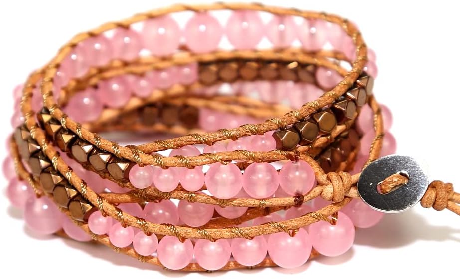 Boho Wrap Bead Bracelet for Women - Handmade Adjustable Natural Stone Beaded Bracelets Yoga Healing Bracelet Bangle Hippie Jewelry