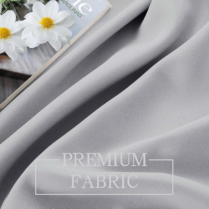 Short Light Gray Blackout Curtains with White Sheer - Double Layered Grommet Window Treatment Decorations for Bedroom Living Room Nursery, 52 x 54 in, 2 Panels