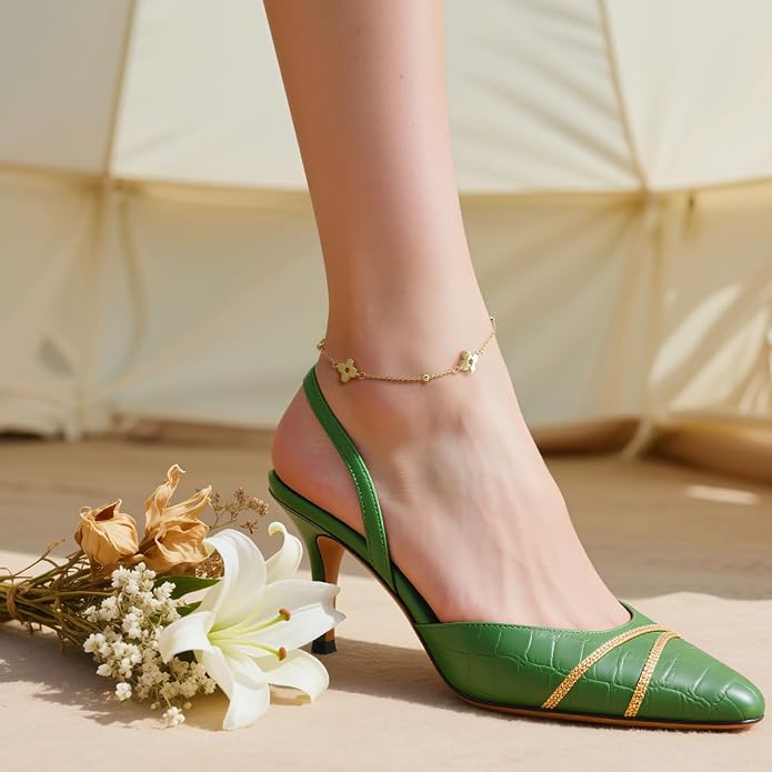 14K Gold Plated Anklets for Women Four-Leaf Clover 14K Gold Plated Ankle Bracelets for Women Golden Jewelry for Womens Anklets Bracelets Romantic Floral Adjustable 9.4+1.6in