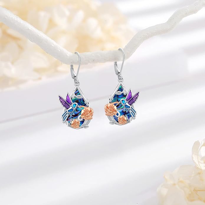 Black Cat/Turtle/Moonstone//Turquoise/Flower/Tree of Life Earrings Sterling Silver Cute Animal Leverback Dangle Earrings Jewelry Gifts