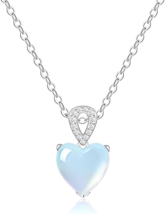 925 Sterling Silver Moonstone Necklace New Beginnings, Graduation Gifts, Created Moonstone Jewelry June Birthstone Necklace for Women, Inspirational Birthday Graduation Gifts for Friend Sister Daughter Mom