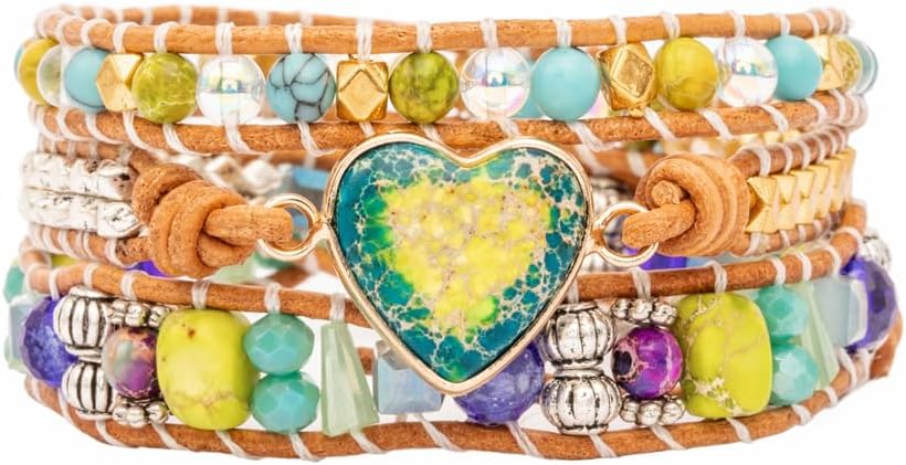 YGLINE Natural Stone Bracelet 3 Wraps Bracelet Handmade Boho Bracelet for Women Bracelet