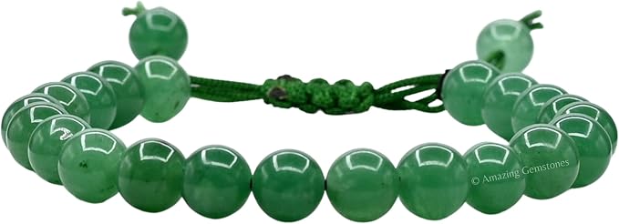 Amazing Gemstone Green Aventurine Bracelet, Gifts for Men & Women - Protection Healing Crystal Bracelet - 8mm Gemstone Beaded Adjustable Bracelet, Pulseras para Hombres Mujer Stocking Stuffers