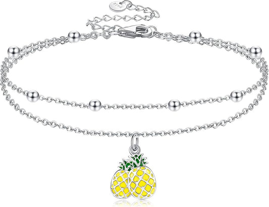 Heart/Starfish/Pineapple/Anchor/Sea Turtle/Butterfly/Celtic/Whale Tail bracelet Anklets for Women 925 Sterling Silver Anklets Jewelry for Women