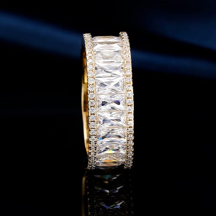 MDFUN 18K Gold Plated Eternity Rings for Women Cubic Zirconia Wedding Promise Engagement Band