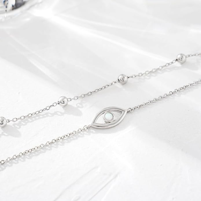 CHIC & ARTSY 925 Sterling Silver Ankle Bracelets for Women, Adjustable Layered Foot Chains with Nature & Symbol Charms, Lightweight Comfort Fit Boho Beach Everyday Jewelry