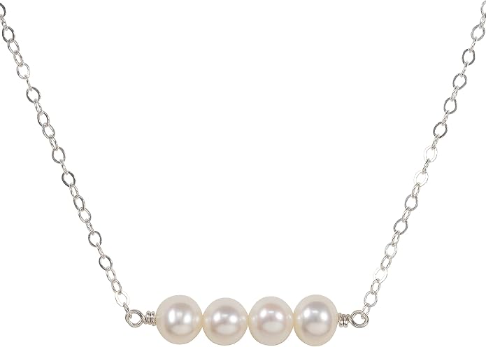 Pearl Birthday Necklace for Women, Sterling Silver Freshwater Pearl Bar Necklace, 30th 40th 50th 60th 70th Milestone Birthday Gift for Her, Meaningful Handmade Jewelry