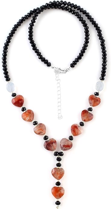 925 Sterling Silver Handmade Gemstone Necklace with Natural Heart-Shaped Beads – Dainty Jewelry for Women