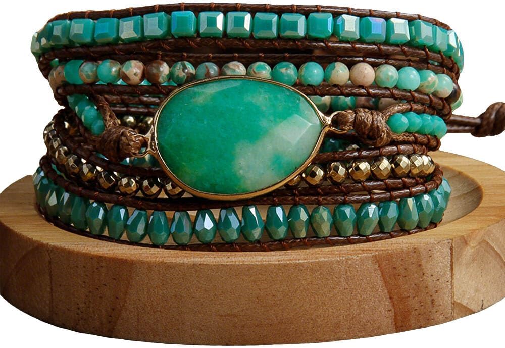 Women Wrap Bracelets Boho Natural Stone Jasper Turquoises Strand Bracelet Jewelry Collection