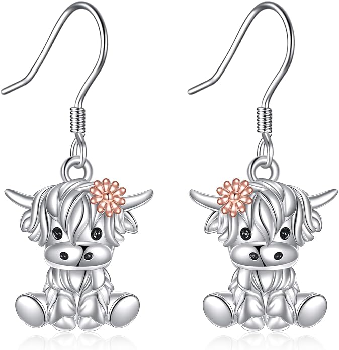 Butterfly/Paw Print/Highland Cow/Cat/Dog/Hummingbird/Dragonfly Earrings 925 Sterling Silver Animal Hypoallergenic Drop Dangle Earrings Animal Valentine's Day Jewelry for Women