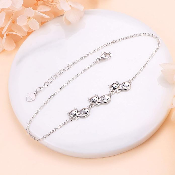 Alphm Anklet for Women S925 Sterling Silver Adjustable Foot Evil Eye Starfish Heart Bead Butterfly Celtic Knot Cross Multilayer Layered Ankle Bracelet Jewelry