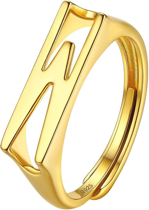 SILVERCUTE 925 Sterling Silver Initial Rings for Women,Adjustable Capital Letter Ring Hypoallergenic,Minimalist 925 Silver Rings for Mother Daughter