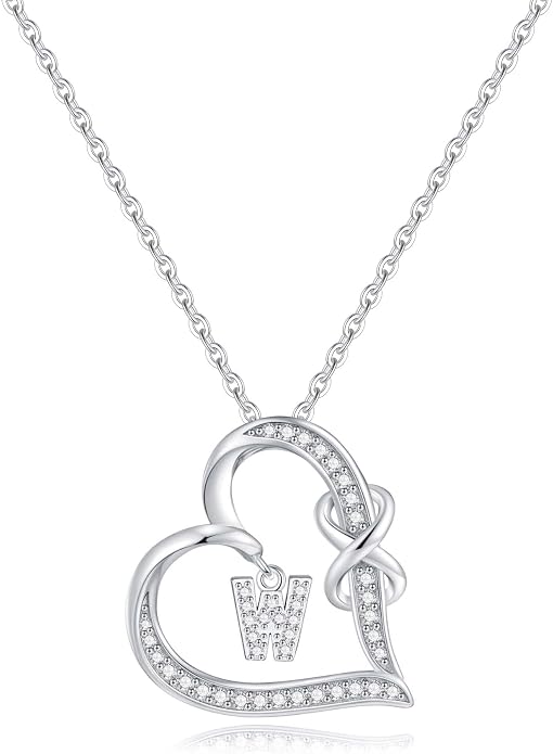 Infinity Heart Necklaces for Women, S925 Sterling Silver Initial Necklace Womens Jewelry Mothers Day Gifts Girls Valentines Gifts for Her Christmas Birthday Gifts for Women Mom Wife Girlfriend