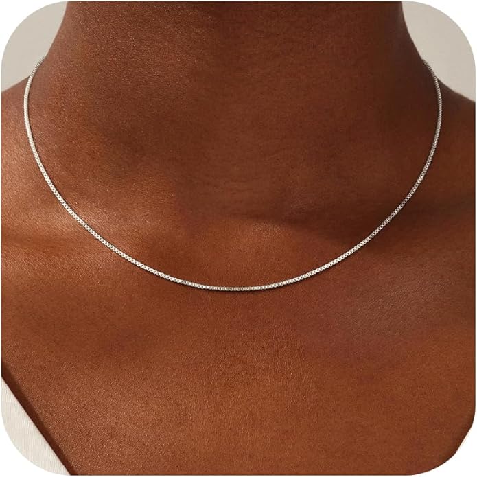 925 Sterling Silver Box Chain Necklace for Women - 1mm/1.5mm/2mm Italian Chains Jewelry Gifts for Women Mom Girlfriend 16 18 20 22 Inch