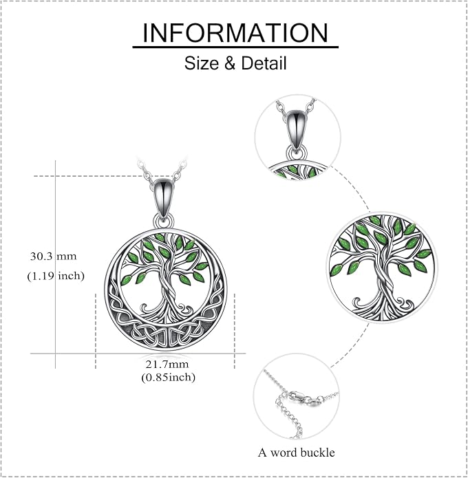 ONEFINITY Tree of Life Necklace 925 Sterling Silver Abalone Shell Celtic Knot Pendant Necklace for Women Jewelry
