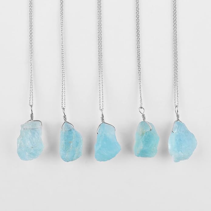Raw Gemstone Dainty Pendant Necklace for Women, Trendy Healing Chakra Crystal, Birthstone Handmade 925 Sterling Silver Adjustable 18 inch Chain Jewelry, Birthday Gifts