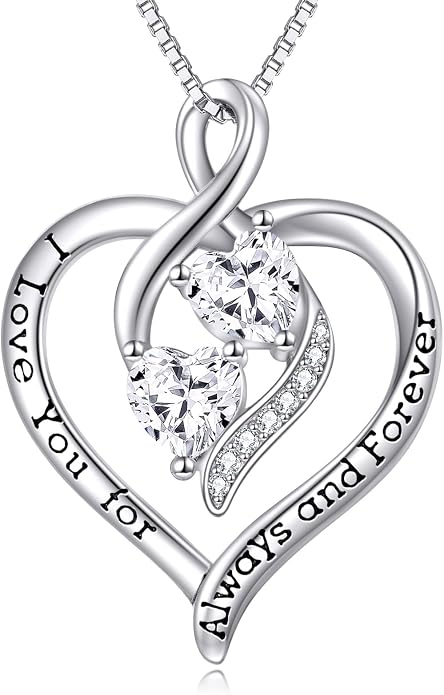 Hancock Forever Love Heart Birthstone Necklaces for Women 925 Sterling Silver Women Pendant Necklace, Mother’s Day Birthday Anniversary Jewelry Gift for Woman Mother Mom Wife Her