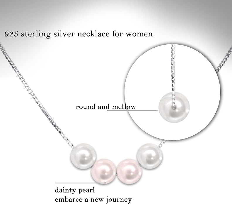 Sereney Sterling Silver Birthday Gifts for Girls Women, Pearl Necklace as 7 9 10 11 13 15 16 18 21 30 40 50 60 Year Old Birthday Gifts, Single Pearl Necklace as Bday Gifts for Friends