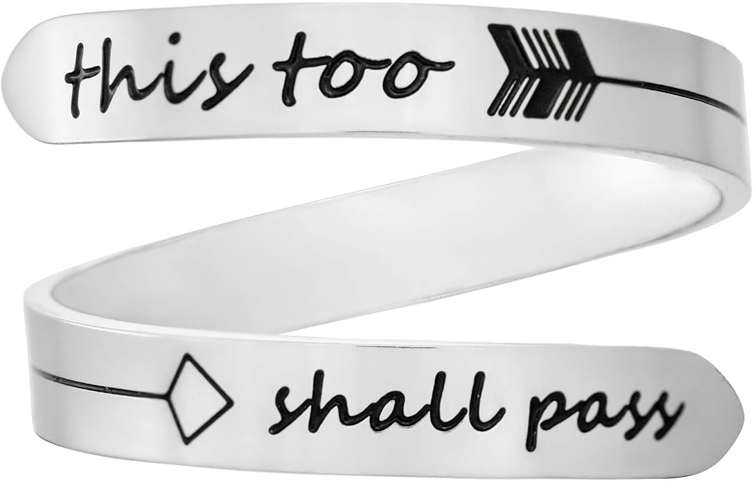 Vrycot Adjustable silvery Inspirational Stainless Steel Adjustable Bands Cool Stacking Opening Gift for Women Statement