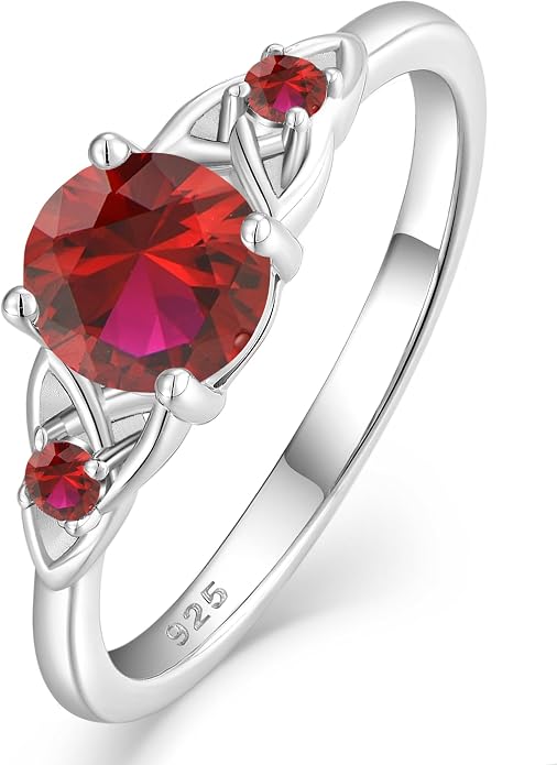 Celtic Knot Rings for Women 925 Sterling Silver Solitaire Ring Wedding Engagement Band Round Birthstone Jewelry Size 5-10