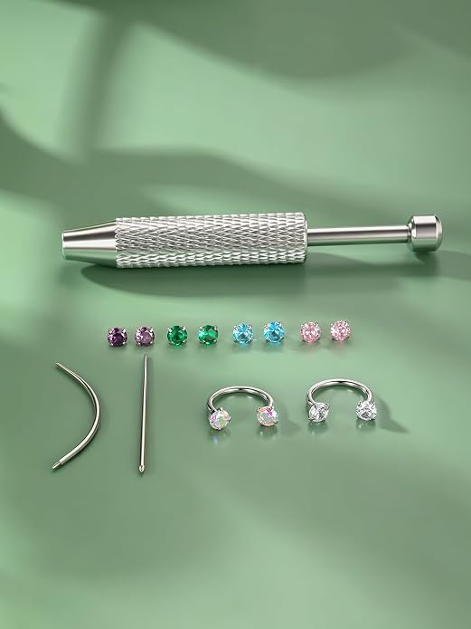 Oveta 18G Horseshoe Nose Rings for Women, 16G 20G Surgical Steel Nose Ring Hoop 6/8/10/12mm, Internally Threaded Tragus Cartilage Helix Earrings Silver/Gold, 3mm CZ