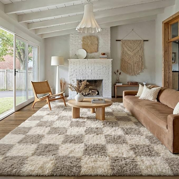 PureCozy Modern Rug 6x9 for Living Room, Grey Shag Rug Washable Non-Slip Large Area Rug Super Soft Indoor Fuzzy Carpet Fluffy Rugs for Bedroom Home Aesthetic Decor