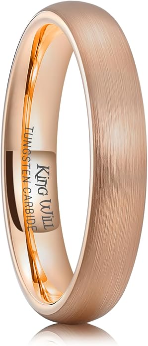 King Will Wedding Band for Men Women, 2/4/6/7/8mm Domed Matte Brushed Tungsten Carbide Rings, Solid/Dual Color Engagement Rings, Comfort Fit