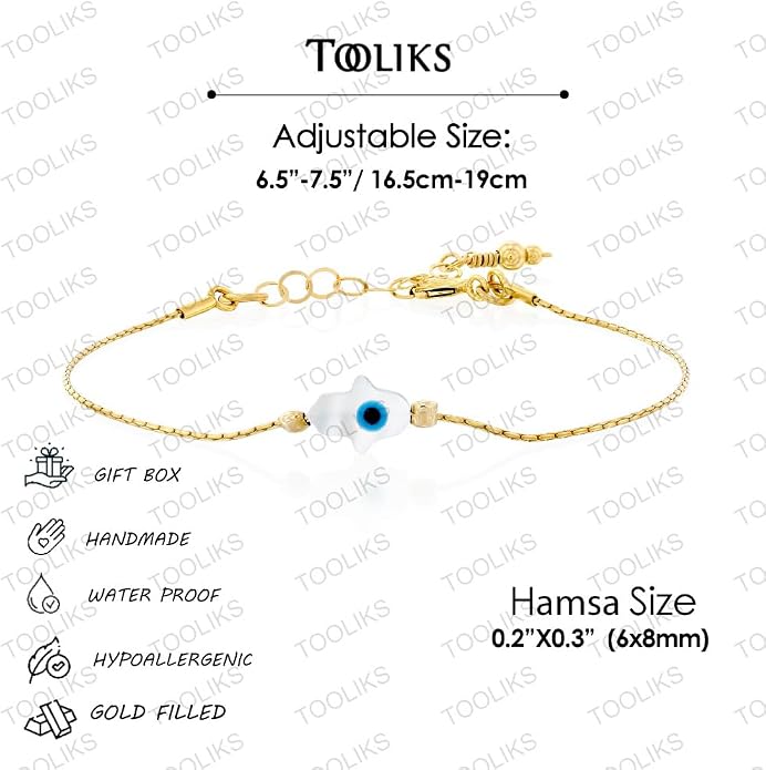 Minimalist Evil Eye Charm Bracelet – Handmade Delicate Good Luck Jewelry for Women – Adjustable 6.5” + 1” Extender
