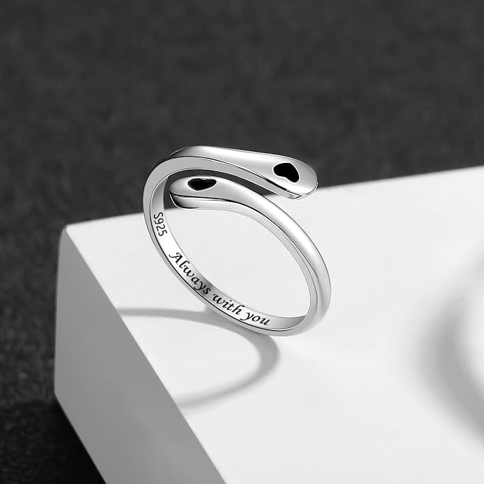 ZOEXUE 925 Sterling Silver Inspirational Jewelry Rings Adjustable Ring Personality Encouragement Gift for Teens Women