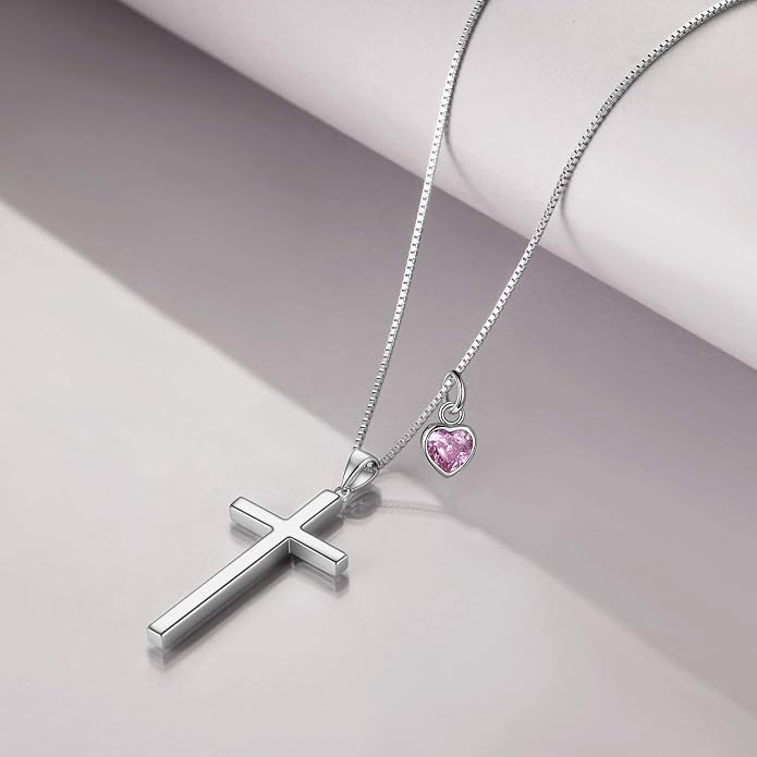 POPLYKE Cross Necklace 925 Sterling Silver Philippians 4:13 I Can Do All The Things Inspirational Necklace Gifts for Women Men 20+2''