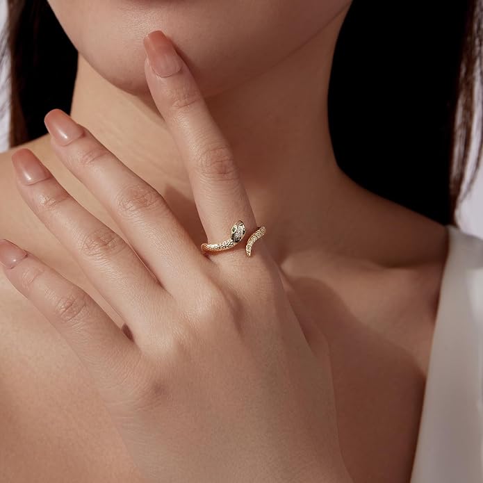 Adjustable Koi Fish Smake Dachshund Kitten Cat Hummingbird leaf Dragon Stackable Rings Lucky Protection Gold Adjustable Animal Themed Fortune Protection Ring Good Luck Statement Jewelry Women Grandma Mom Daughter
