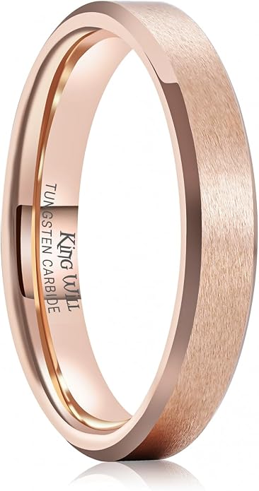 King Will Tungsten Men's Wedding Ring - Available in 6mm to 10mm, Black/Silver, Matte Finish, Beveled Polished Edge, Comfort Fit