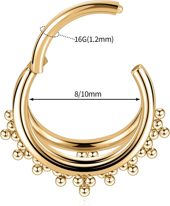 316L Surgical Steel Septum Clicker Ring Nose Ring Hoop Sleeper Hoop Earring Helix Rook Conch Cartilage Daith Tragus Earrings Lobe Nose Piercing Jewelry for Women